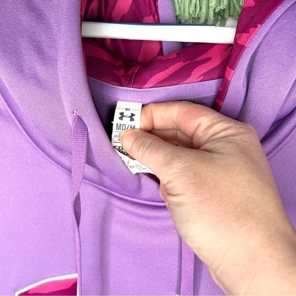 Under Armour Pink and Purple Logo Hoodie Hooded Sweatshirt Size Medium - Picture 9 of 15